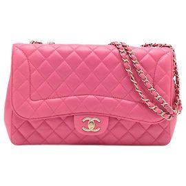 Chanel Einzelklappen Jumbo-Lederkette Tasche in Pink Pink