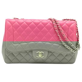 Chanel-Single Flap Jumbo Leather Chain Bag Pink-Pink