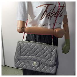 Chanel-Single Flap Jumbo Leather Chain Bag Pink-Pink