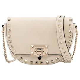 Valentino Garavani Sac à dos en cuir Rockstuds beige Beige