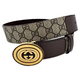 Gucci Cinto de lona média 75/30 GG Supremo Marrom