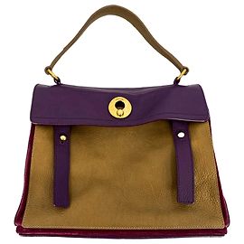 Saint Laurent Muse 2 Medium Leather Tote Bag Purple Purple