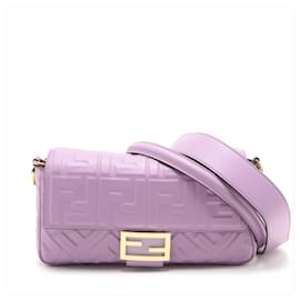 Fendi-Baguette Medium FF Tridimensional Leather 2-Ways Baguette Bag Purple-Purple