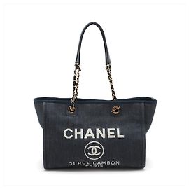 Chanel Deauville Small Denim Tote Bag Blue Blue
