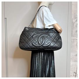 Chanel-Tote Shoulder Bag Matelassè Caviar Leather Black-Black