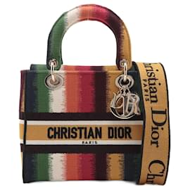 Dior-Lady D-Lite Medium Embroidery Canvas 2-Ways Tote Bag Multicolor-Multiple colors