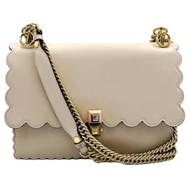 Fendi-Kan I CalfSkin Leather Top-handle Bag Beige-Beige