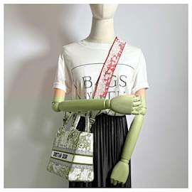 Dior-Lady D-Lite Medium Embroidery Canvas 2-Ways Tote Bag White-White
