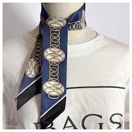 Hermès-Profil de levage en soie Twilly RM/Marin/Noir/Or Bleu-Bleu