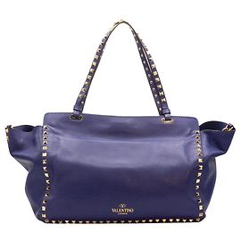 Valentino Garavani Bolsa tote 2 em 1 em couro de bezerro Rockstud médio azul Azul