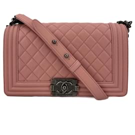 Chanel-Boy Medium Quilted Lambskin Leather  Bag Pink-Pink