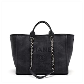 Chanel-Deauville Medium Raffia 2-Ways Tote Bag Blue-Blue