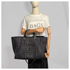 Chanel-Deauville Medium Raffia 2-Ways Tote Bag Blue-Blue