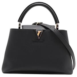 Louis Vuitton-Capucines PM Taurillon Leather 2-Ways Handbag Black-Black