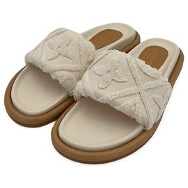 Louis Vuitton Bliss Comfort Towel-like textile Fabric Flat Shoes 40 Blanc Eggshell