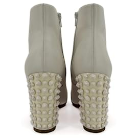 Christian Louboutin-Spikoo Spiked Leather High Heel Boots 40 White-White