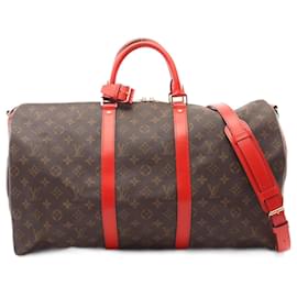 Louis Vuitton-Louis Vuitton Keepall Bandouliere 50 Boston Bag-Brown,Red