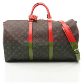 Louis Vuitton-Louis Vuitton Keepall Bandouliere 50 Boston Bag-Brown,Red