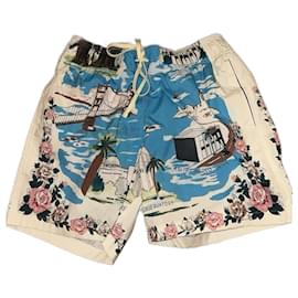 Amiri-Short de bain AMIRI California Hawaiian Graphic-Bleu clair