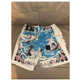 Amiri-Short de bain AMIRI California Hawaiian Graphic-Bleu clair
