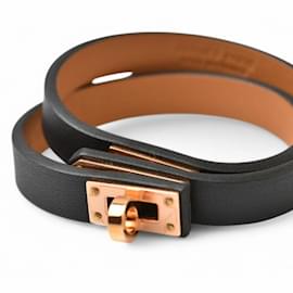 Hermès Hermes Kelly Bangle in Black and Pink Gold Black Golden