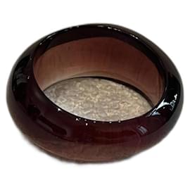 Yves Saint Laurent-Bracelet Jonc Dôme En Résine-Brown