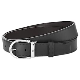 Montblanc-HORSESHOE BUCKLE BLACK/BROWN 35 MM REVERSIBLE LEATHER BELT-Brown,Black