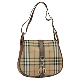 Autre Marque-Burberrys Nova Check Shoulder Bag Canvas Beige Gold Auth ep8568-Beige,Golden