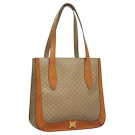Céline-CELINE Macadam Canvas Tote Bag Beige Gold Auth BD1818-Beige,Golden