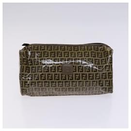 Fendi-FENDI Pecan Canvas Zucchino Canvas Bag Canvas 7Set Beige Black Auth bs24167-Brown,Black,Beige