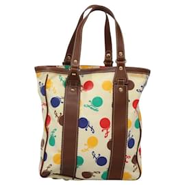 Fendi-FENDI Tote Bag Coated Canvas Beige Brown gold Auth KD338-Brown,Beige,Golden