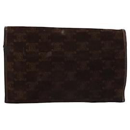 Céline-CELINE Macadam Canvas Chain Shoulder Wallet Suede Brown Gold Auth bs24227-Brown,Golden
