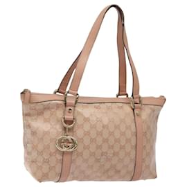 Gucci-GUCCI GG Crystal Tote Bag Coated Canvas Pink Gold 141470 Auth KD390-Pink,Golden