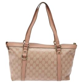 Gucci-GUCCI GG Crystal Tote Bag Coated Canvas Pink Gold 141470 Auth KD390-Pink,Golden