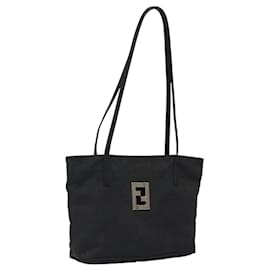 Fendi-FENDI Zucca Canvas Shoulder Bag Black Auth MX235-Black