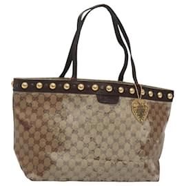 Gucci-GUCCI GG Crystal Tote Bag Beige 207291 Auth MX192-Beige
