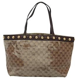 Gucci-GUCCI GG Crystal Tote Bag Beige 207291 Auth MX192-Beige