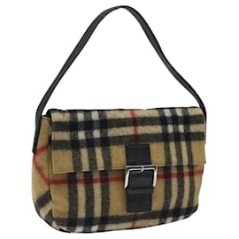 Autre Marque-Burberrys Nova Check Blue Label Shoulder Bag Wool Beige Auth MX097-Beige