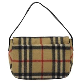 Autre Marque-Burberrys Nova Check Blue Label Shoulder Bag Wool Beige Auth MX097-Beige
