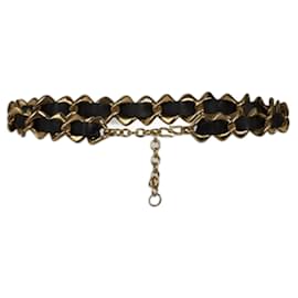 Yves Saint Laurent-Vintage Interlaced Gold Chain Belt-Black,Golden