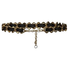 Yves Saint Laurent Cinturón de cadena dorada entrelazada vintage Negro Dorado