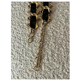 Yves Saint Laurent-Vintage Interlaced Gold Chain Belt-Black,Golden
