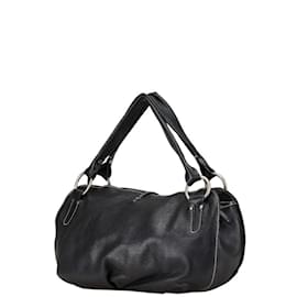 Céline-Celine Black Leather Handbag Tote-Black
