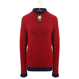 Chanel Super Rare CC Edelweiss Patch Jumper Rot
