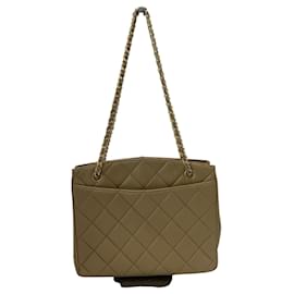 Chanel-Chanel 90s Vintage 24K Big CC Beige Lambskin Pocket Chain Tote Bag-Beige