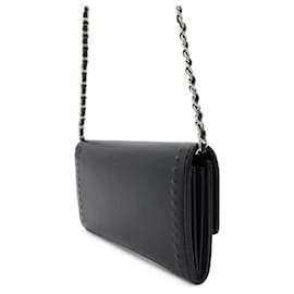 Chanel-Chanel Black Leather Chain Wallet-Black
