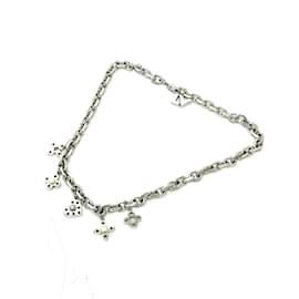 Louis Vuitton-Louis Vuitton Collier Hide and Seek Flower Heart Necklace-Silvery