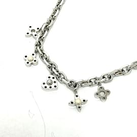 Louis Vuitton-Louis Vuitton Collier Hide and Seek Flower Heart Necklace-Silvery