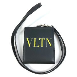 Valentino VLTN Logo Coin Purse Black Yellow