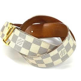 Louis Vuitton-Louis Vuitton Damier Azur Santur Belt-White